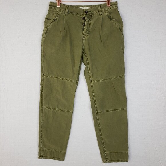 Free People Utility Boyfriend Cropped Pants Trousers in Moss Green size 25 - Picture 2 of 13